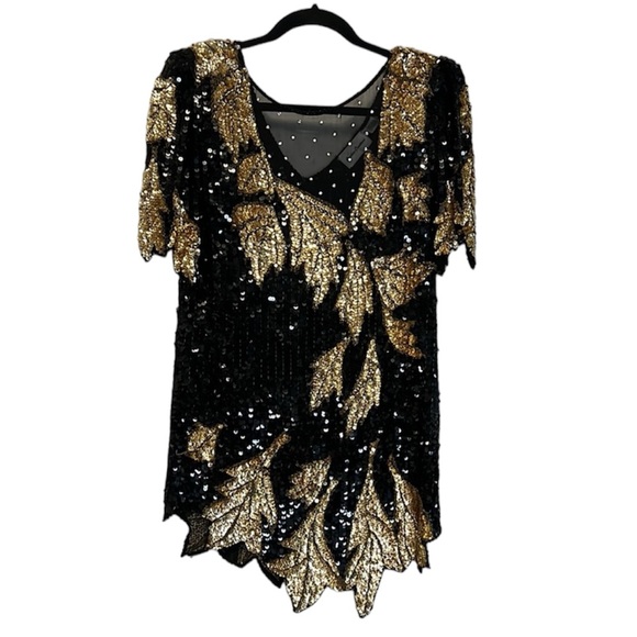 Vintage CREATIVE CREATIONS beaded sequin rhinestone tunic size Small - Picture 1 of 17